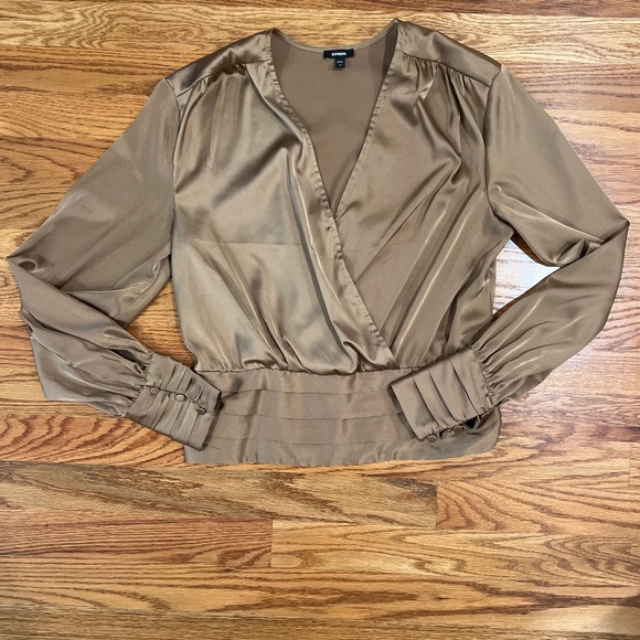 Express Tops - Express Gold Satin Blouse Top